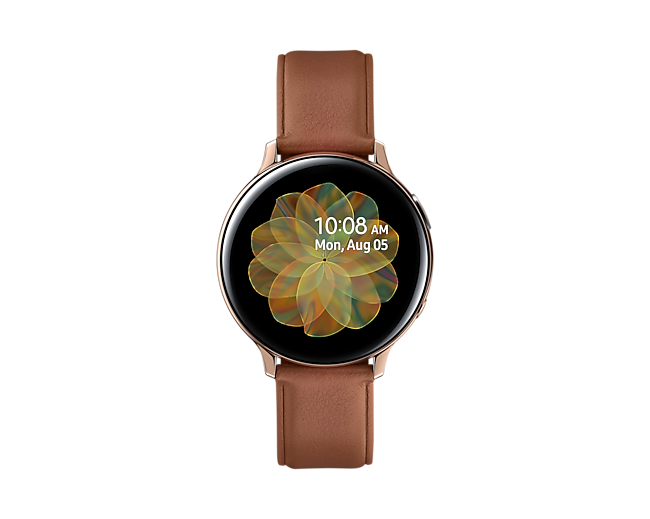 Galaxy Watch Active2 (44mm) warna Stainless Steel Gold — tampak depan