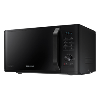Panel menu pemanggang Samsung microwave oven dengan teknologi Browning Plus 23L (hitam).