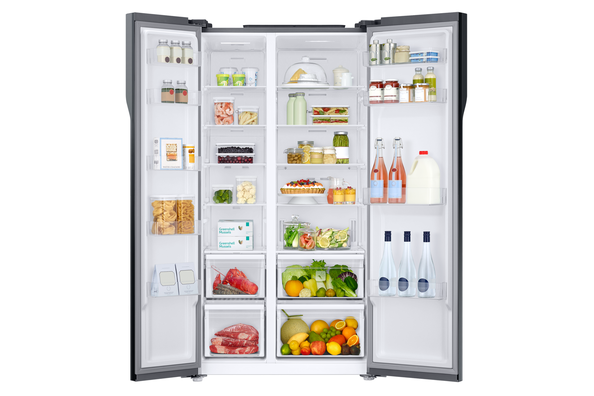 id-side-by-side-rs55k50a02c-se-sisi-depan-terbuka-dengan-makanan-hitam