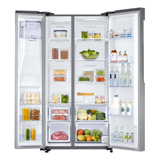 id-side-by-side-rs58k6407s8-rs58k6407s8-se-sisi-depan-terbuka-dengan-makanan-silver