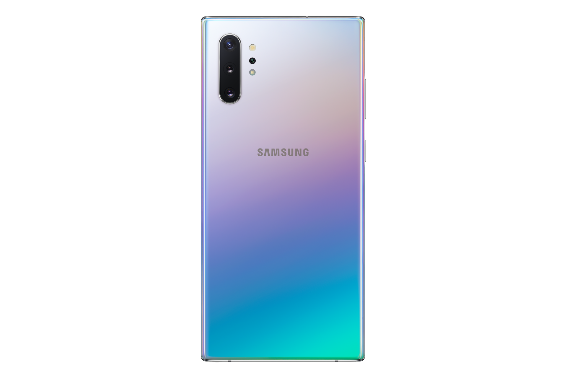 Sisi belakang HP Note 10 Plus 5G 256GB Aura Glow 16MP ultra wide sensor, cek daftar harga Samsung Note 10 5G Plus resmi SEIN.