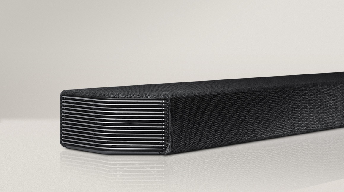 Soundbar set placed under a TV