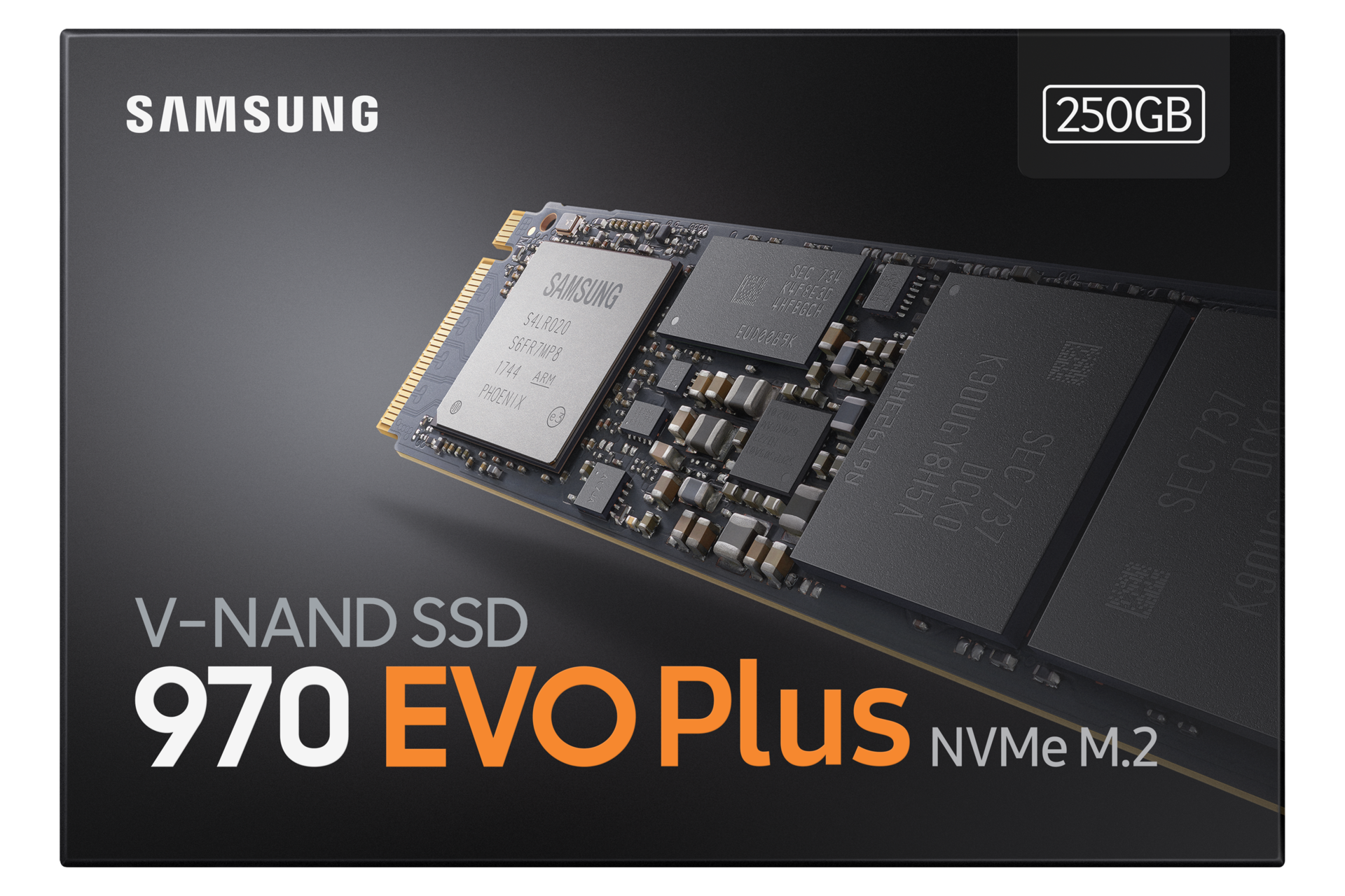 970 EVO Plus NVMe M.2 250GB Front-Package View