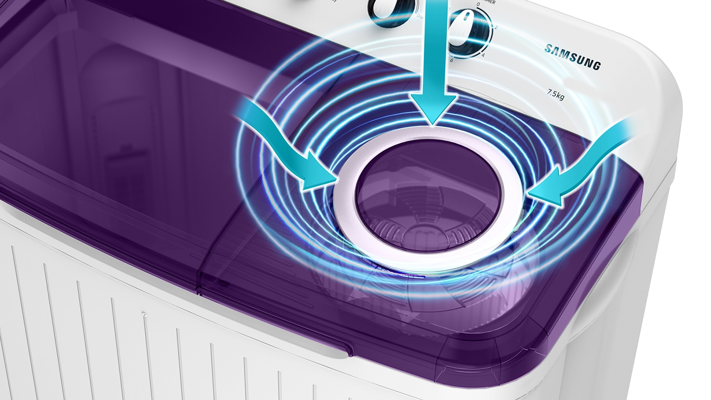 Samsung 7 Kg Semi-Automatic Washing Machine (Violet Lid, WT70M3200HL) An easy way to dry