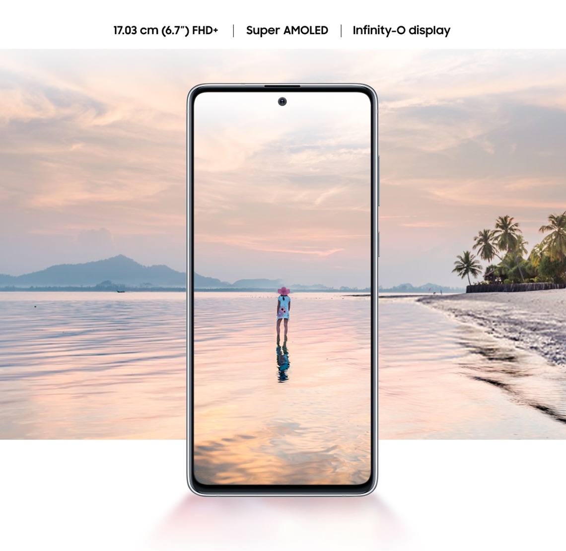 Samsung Galaxy Note10 Lite - Camera Features & Specifications - front camera, rear camera, cinematic screen and Infinity-O Display features.