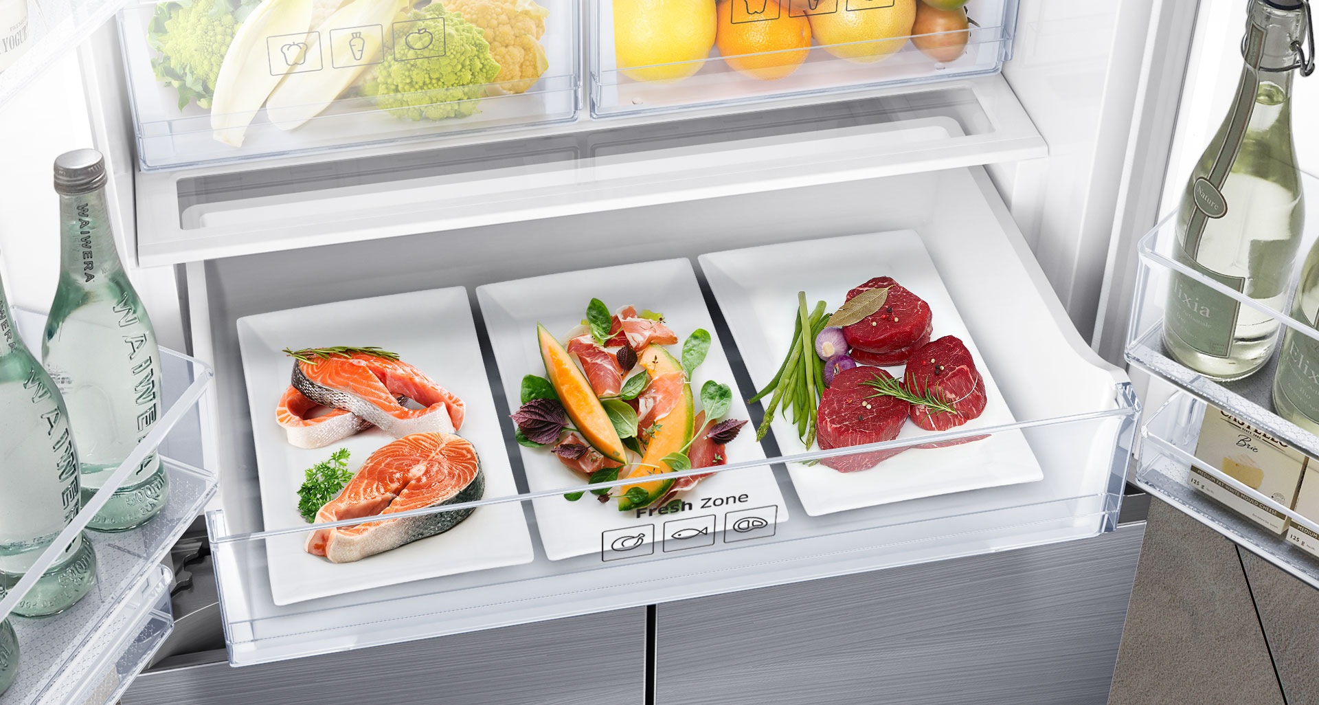 Samsung French Door Refrigerator with Fresh Zone for Meat & Fish Preservation