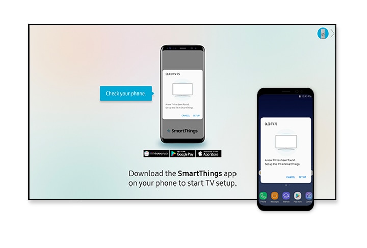 Step 1 - Download SmartThings app on phone and start TV setup