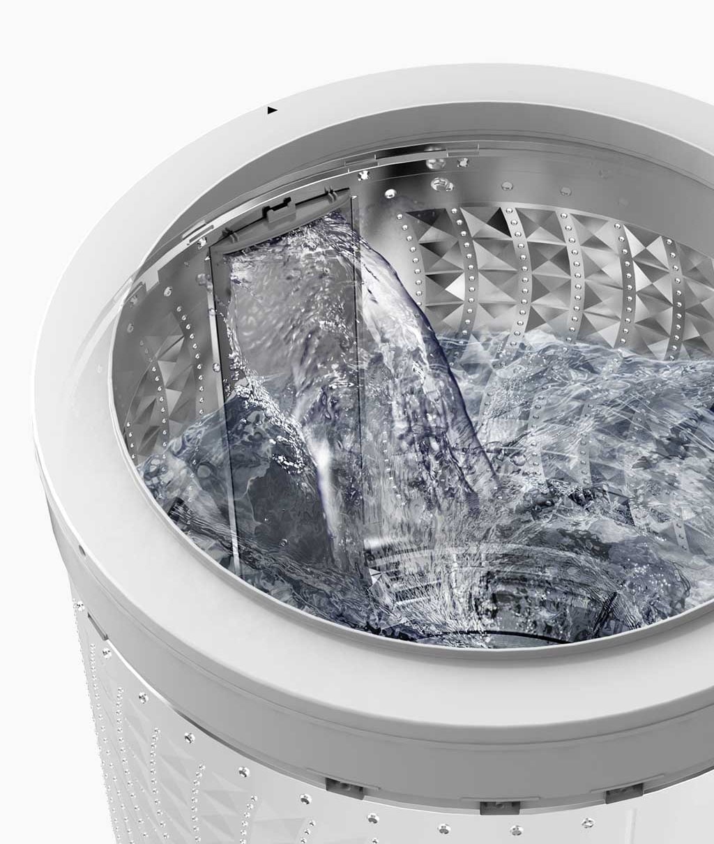 Washing machine with water fall technology