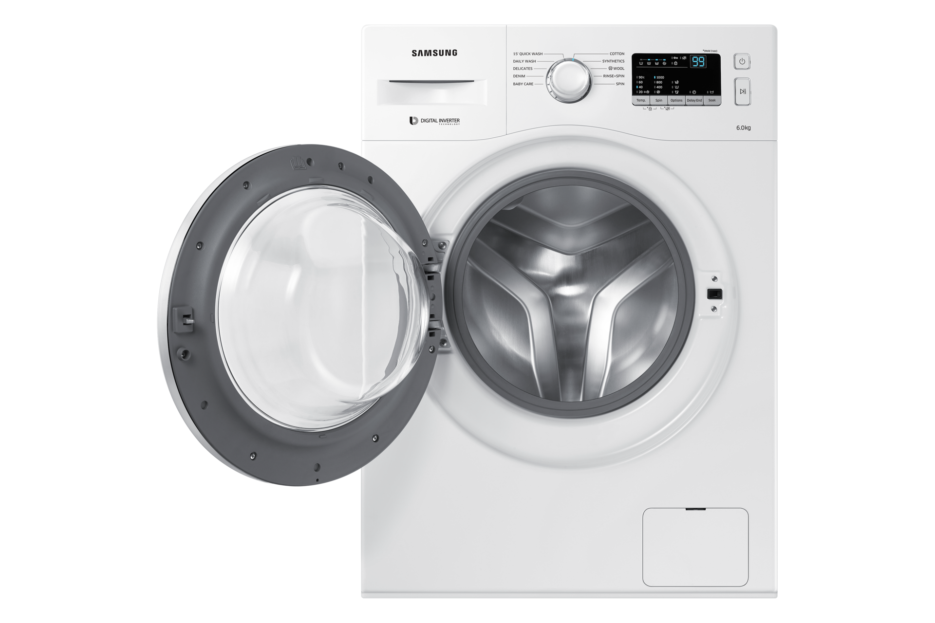 Samsung BlueFest Offer - Get up to 50% Off* & Win Cashback, Instant discount offer and Travel Vouchers : WW60M206LMW Front Loading With Diamond Drum & Ceramic Heater 6.0Kg