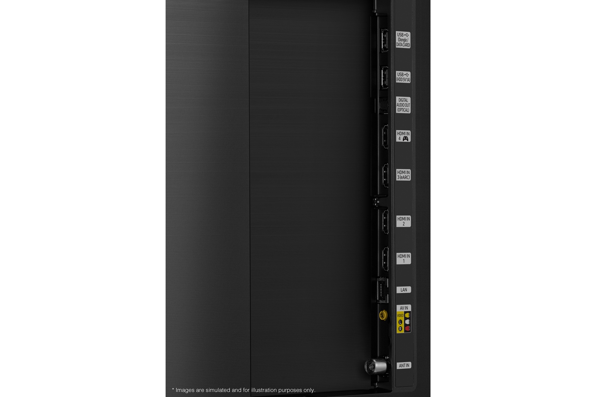 Samsung 2020 QLED "Q800T" has USB, HDMI, LAN, and antenna ports on the side