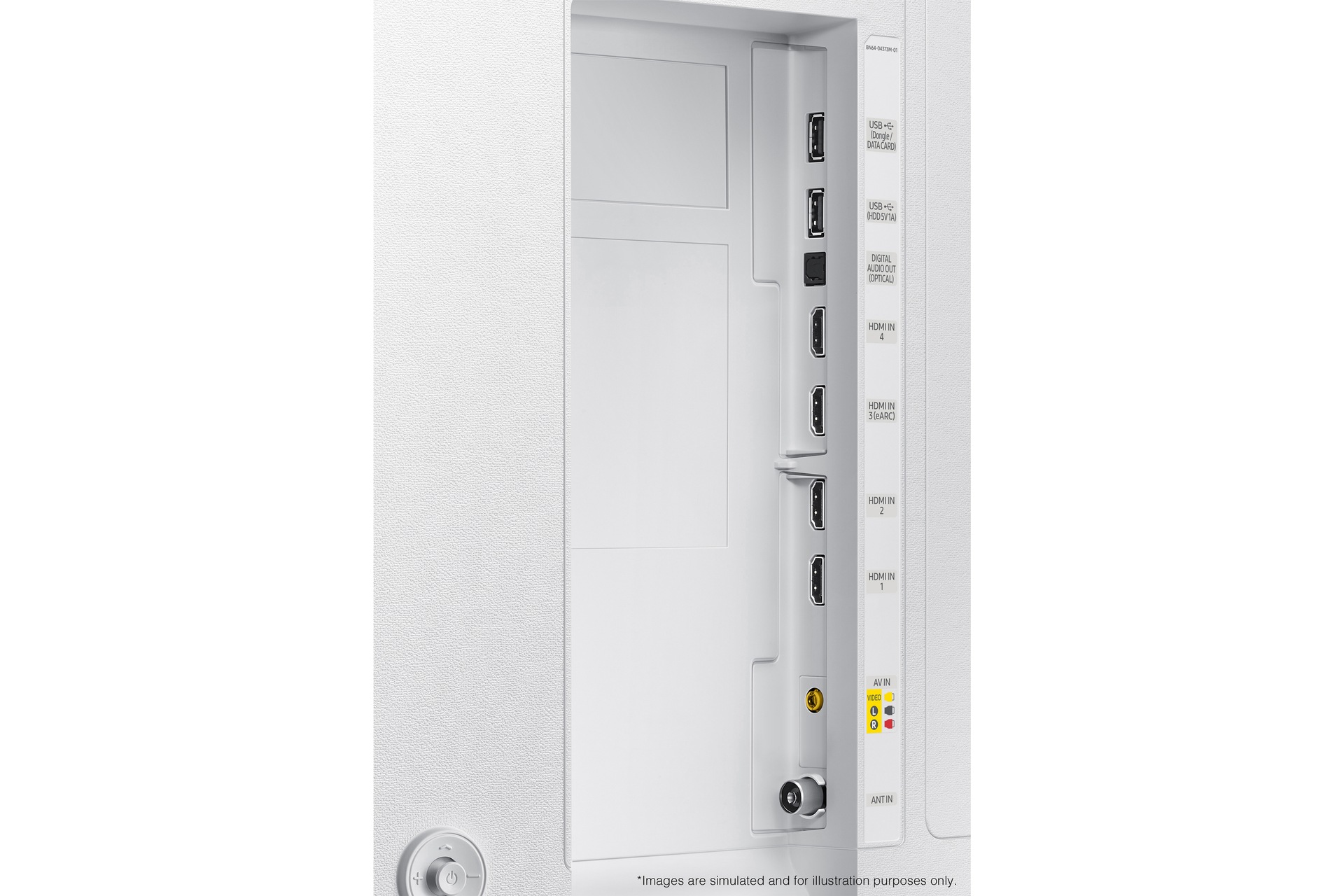 Samsung 2020 QLED The Serif(LS01T) has USB, HDMI, LAN, and antenna ports on the side