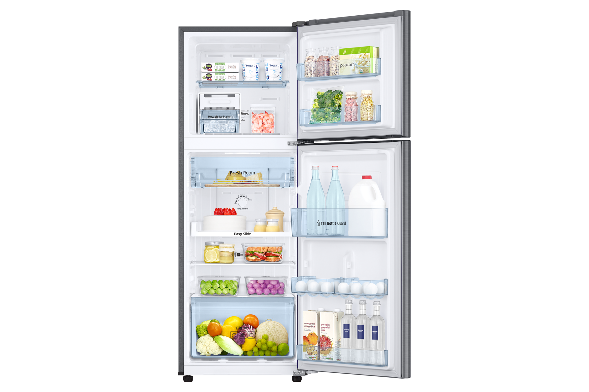 Samsung Top Mount Refrigerator - Inside View(With Food) (Elegant Inox)