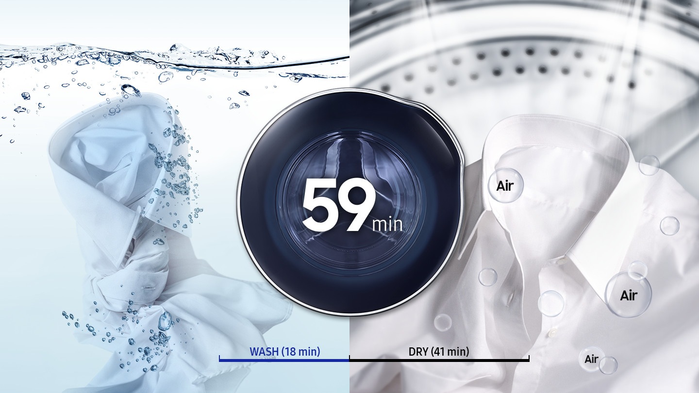 Lavasciuga AddWash™ WD80K52E0AW con scritta 59 minuti