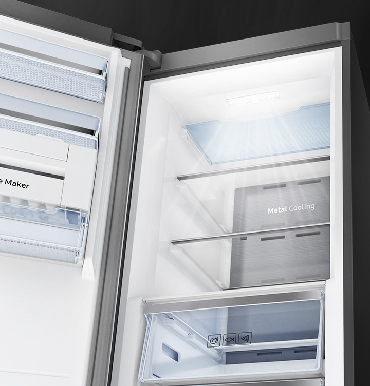 sistema ultra-luminoso di luce Led collocato nella parte superiore e sui lati del frigorifero