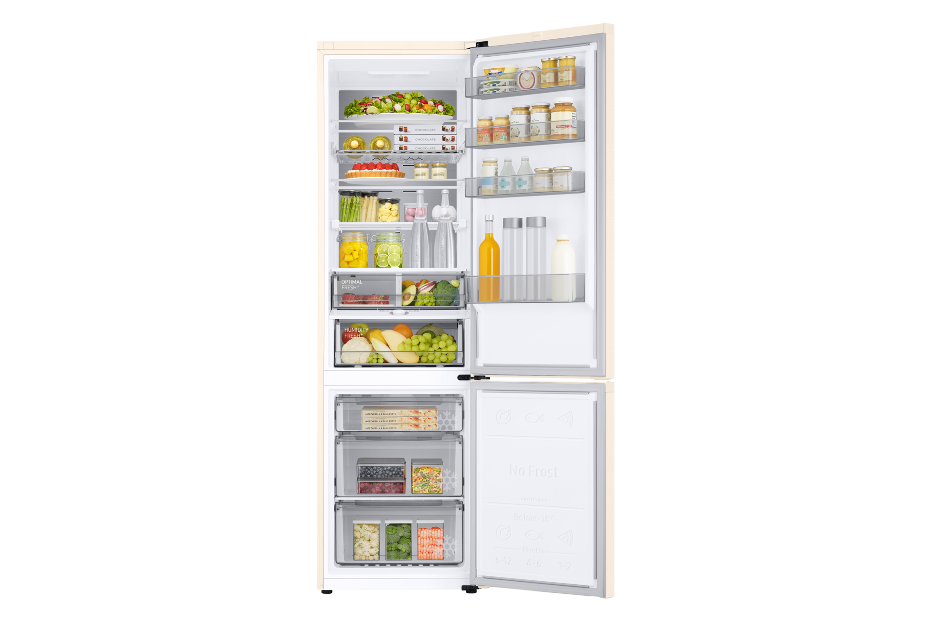 front-open-with-food Beige Wood