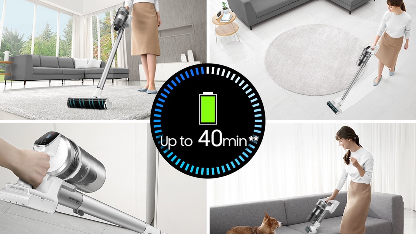 Up to 40 minutes** cleaning