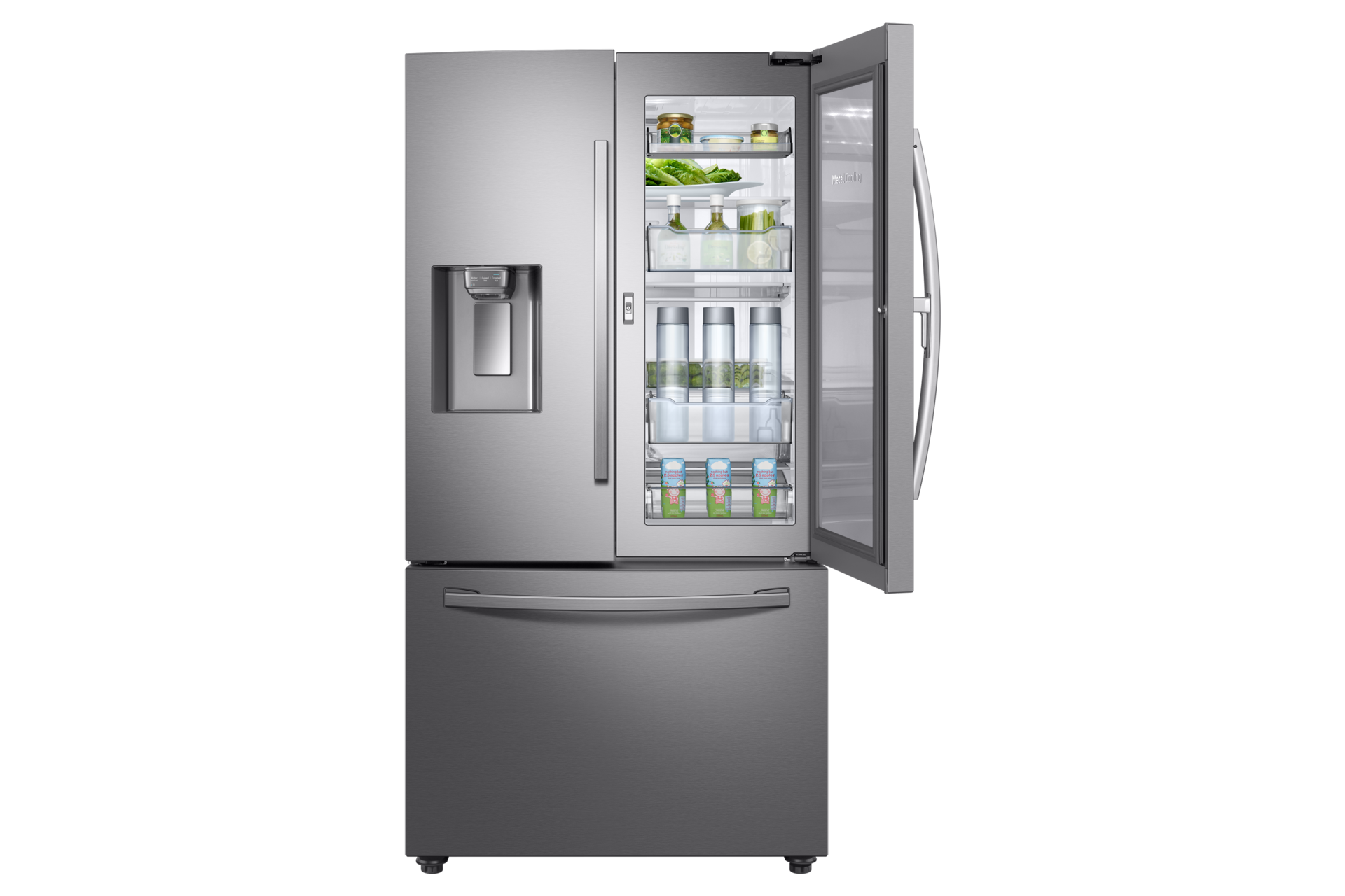 front-in-showcase-open-with-food silver