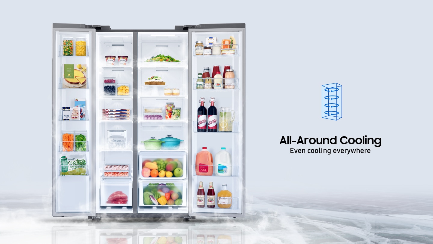 Refrigeradora Samsung SBS Gris RS28T5B00S9 - Alimentos siempre frescos