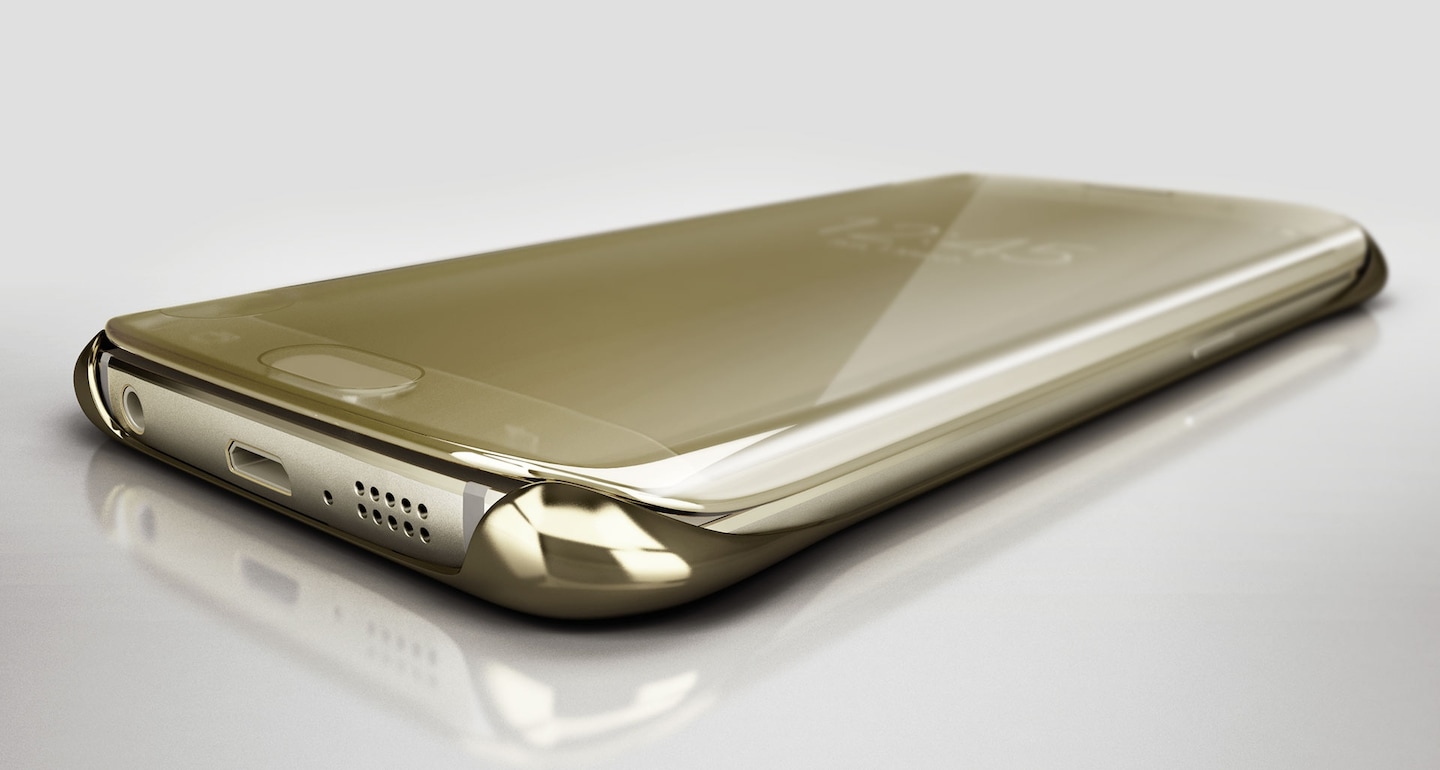 carcasa clear cover samsung para galaxy s7 edge dorado