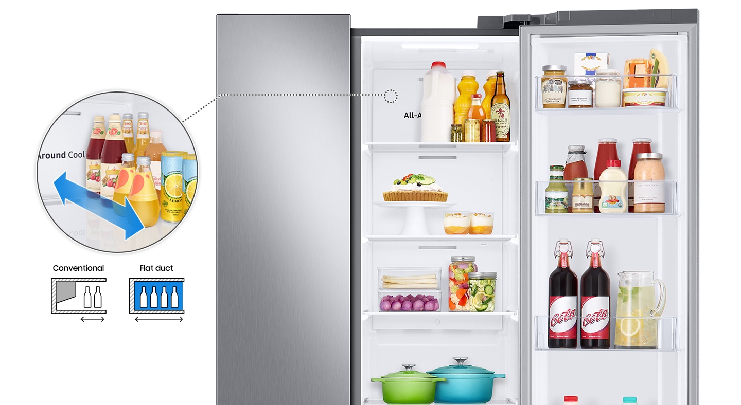 Refrigeradora Samsung SBS Gris RS28T5B00S9 - Más alimentos para guardar