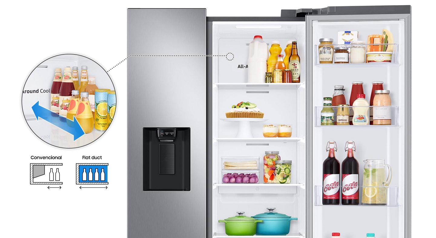 Refrigeradora Samsung SBS RS22T5200S9 Gris - Aprovecha el espacio