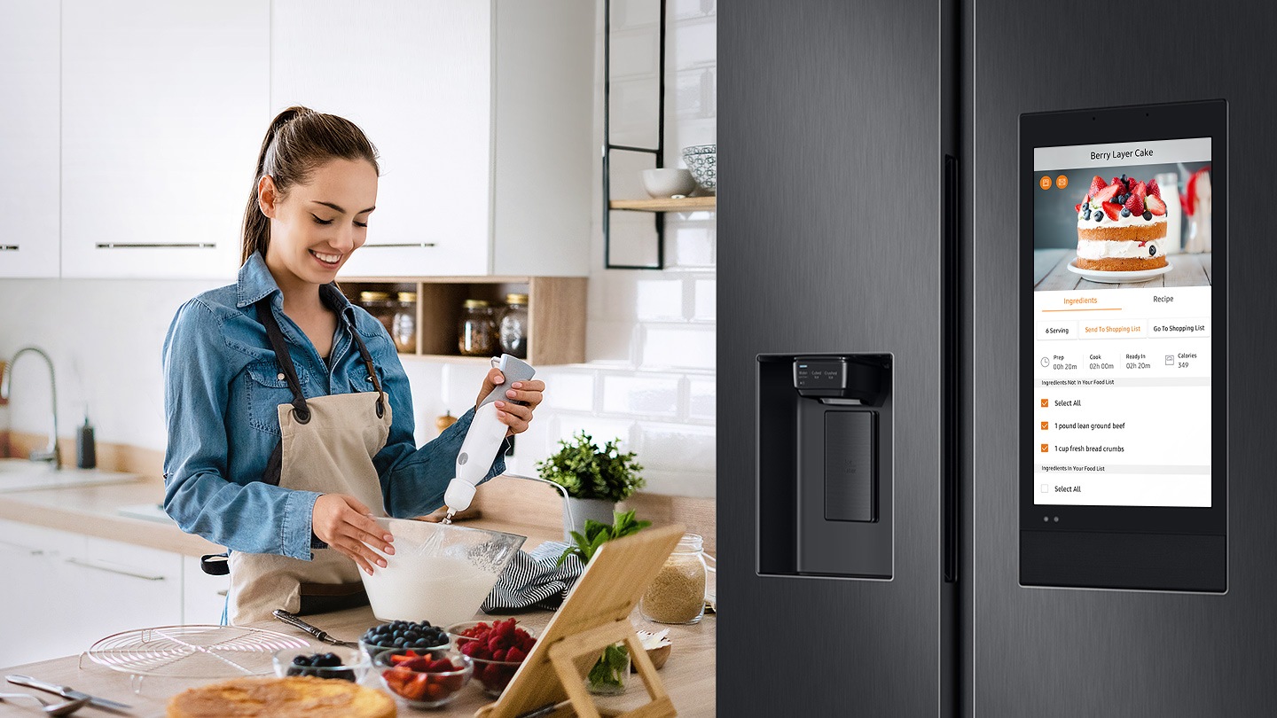 Samsung SBS Refrigerator Black RS27T5561B1 - Family Hub