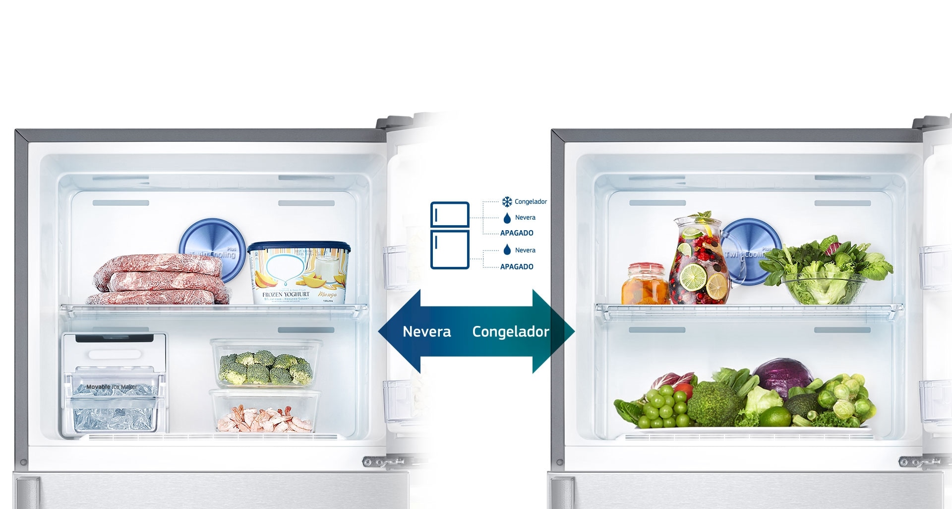 Refrigeradora Samsung Plata RT35K5730SL Top Freezer - Modos de conversión