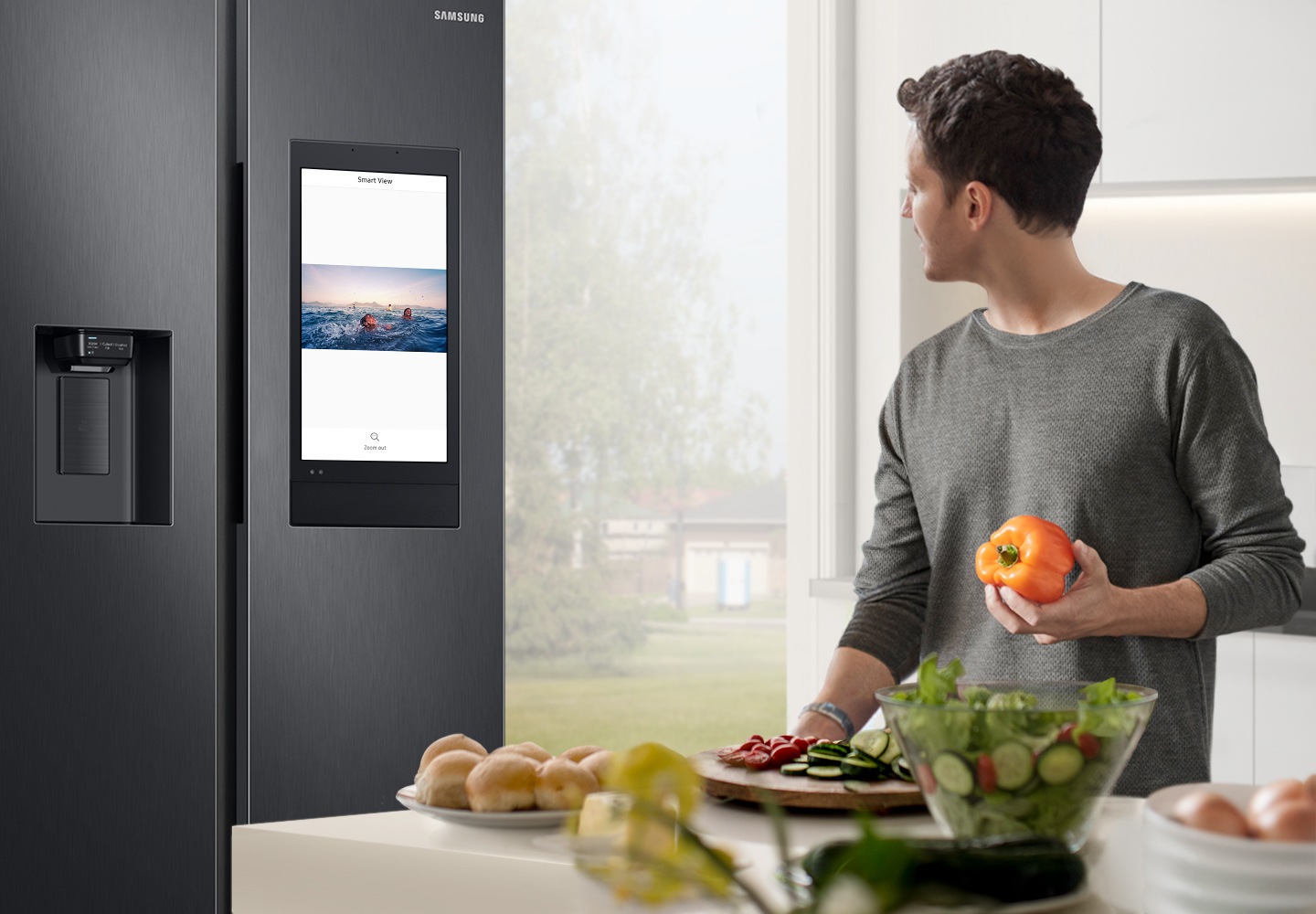 Samsung SBS Black Refrigerator RS27T5561B1 - Smart Vision