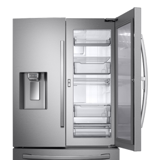 Refrigeradora Samsung Plata French Door RF28R6301SR - Diseño superior abierto