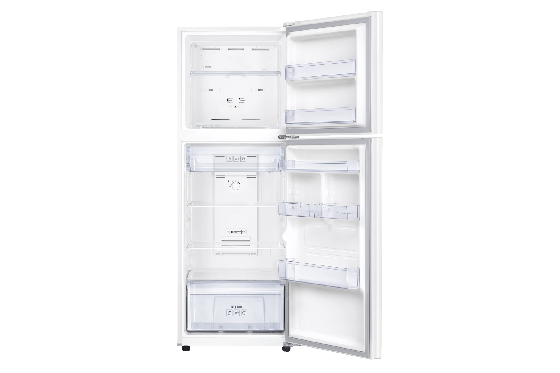 Refrigeradora Samsung Blanca Top Freezer RT29K500JWW abierta