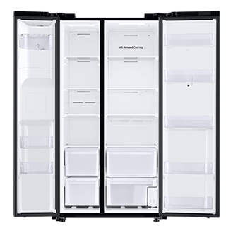 Refrigeradora Samsung SBS Negra RS27T5561B1 abierta