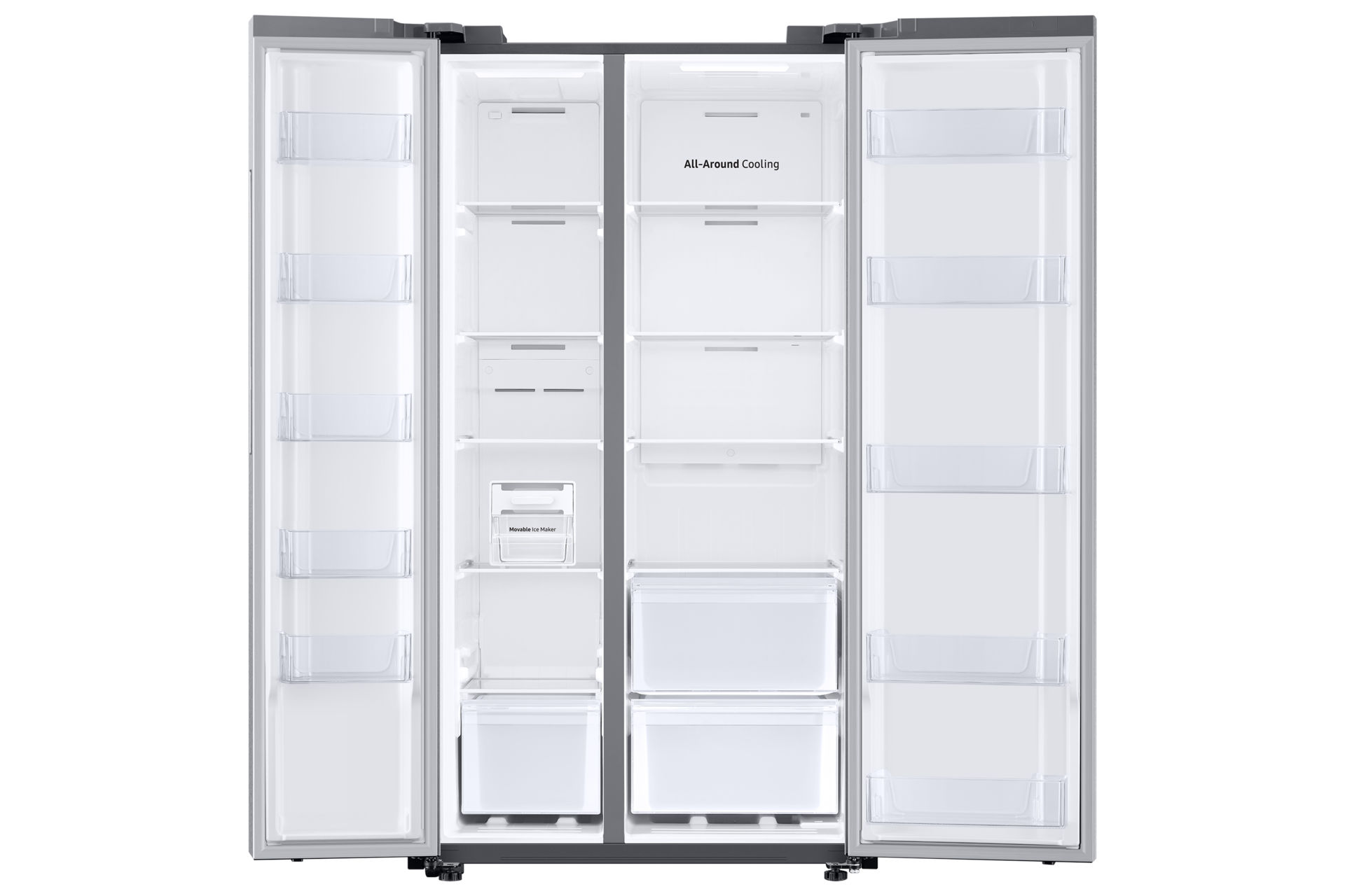 Refrigeradora Samsung SBS Gris RS28T5B00S9 abierta