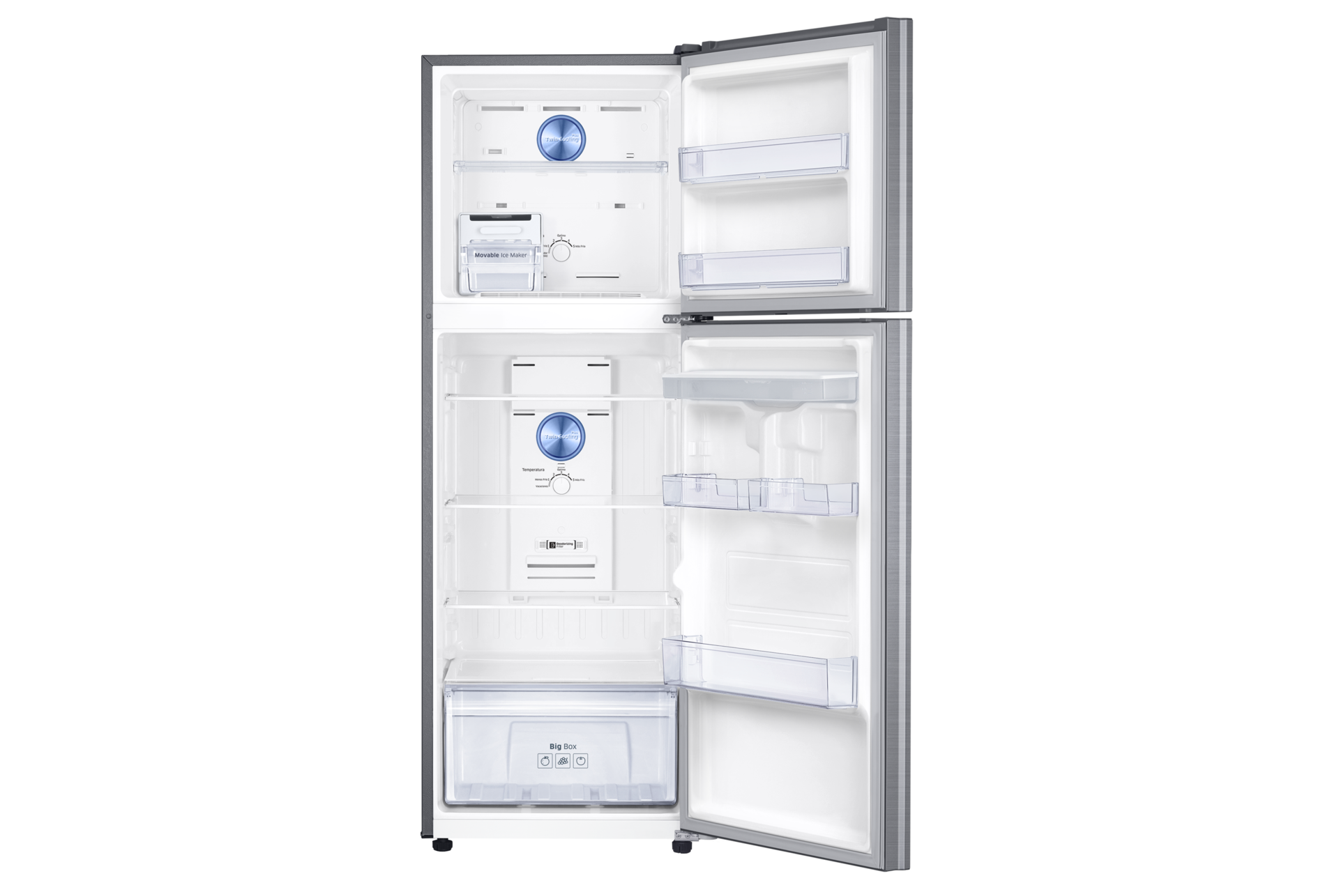 Refrigeradora Samsung Plata RT32K5710S8 Top Freezer abierta