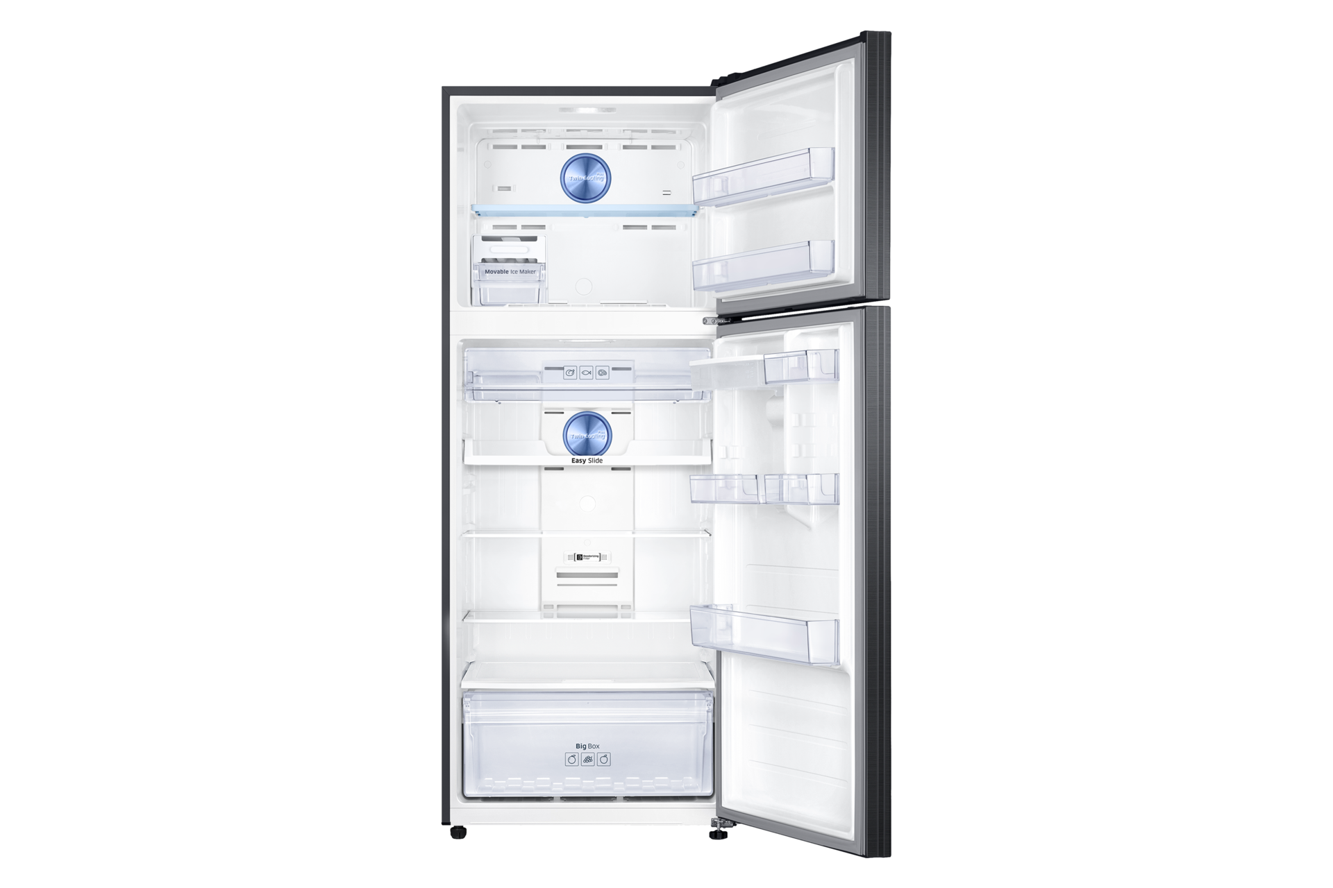 Refrigeradora Samsung Negra RT46K6631BS Top Freezer abierto