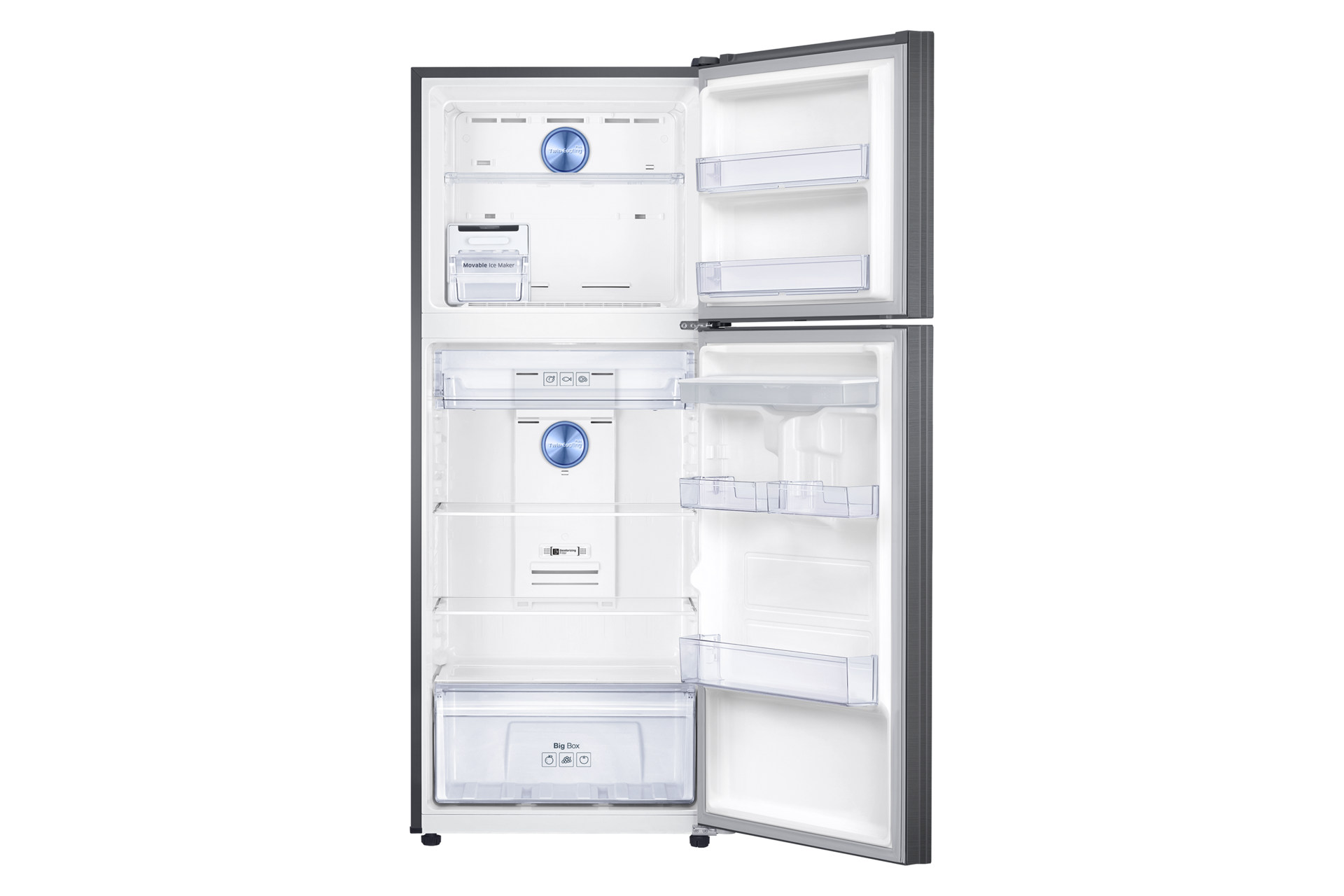 Refrigeradora Samsung Negra Top Freezer RT38K5930BS abierta