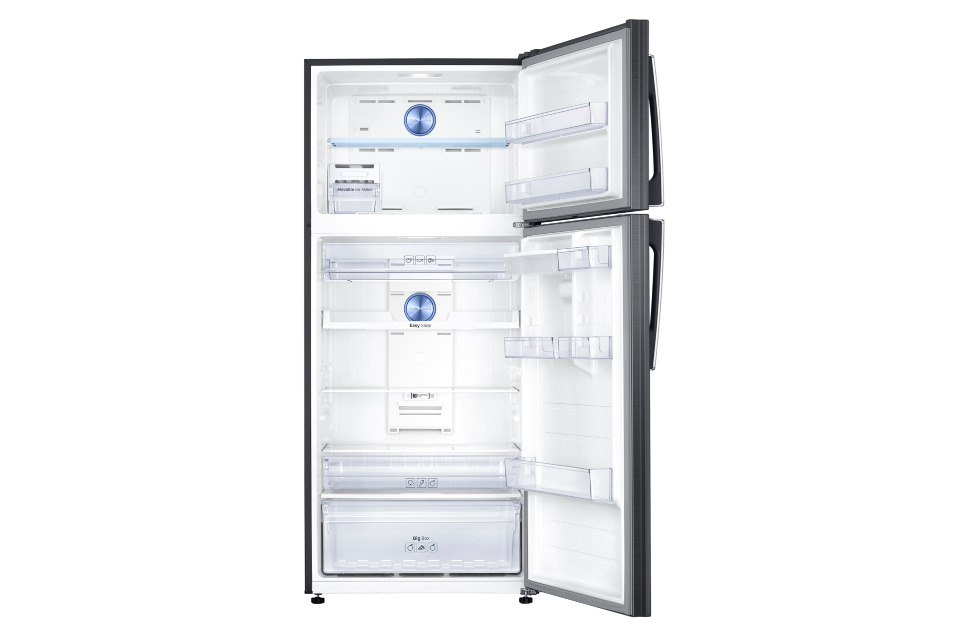 Refrigeradora Samsung Negra RT53K6541BS Top Freezer abierta