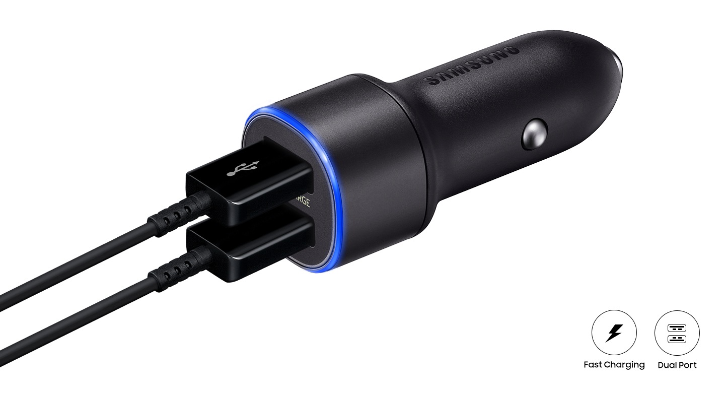 SAMSUNG Dual Fast Charging Car Charger - Black 