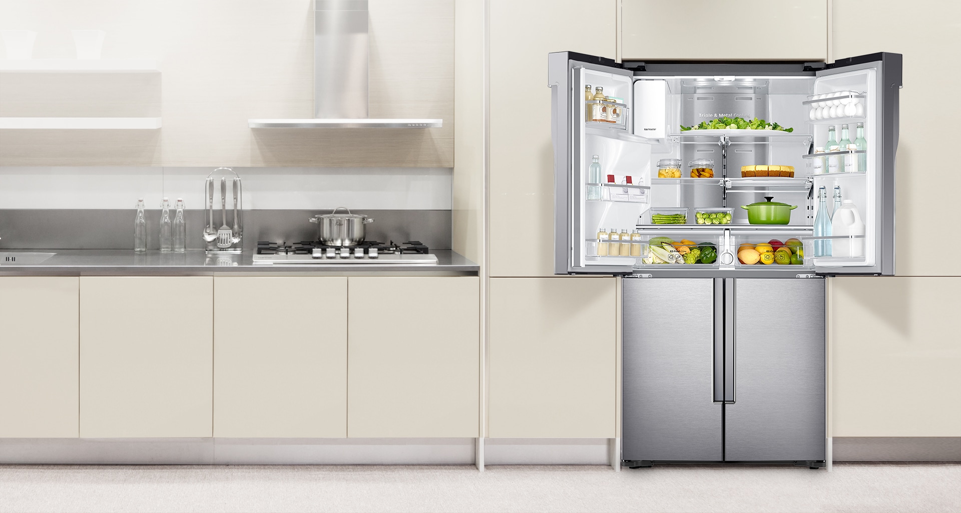 SAMSUNG French Refrigerator Multi Door 611L B - Silver