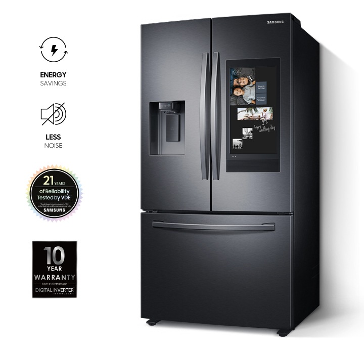 Samsung W 3Door Family Hub French Door Smart Refrigerator In Fingerprint Resistant Stainless