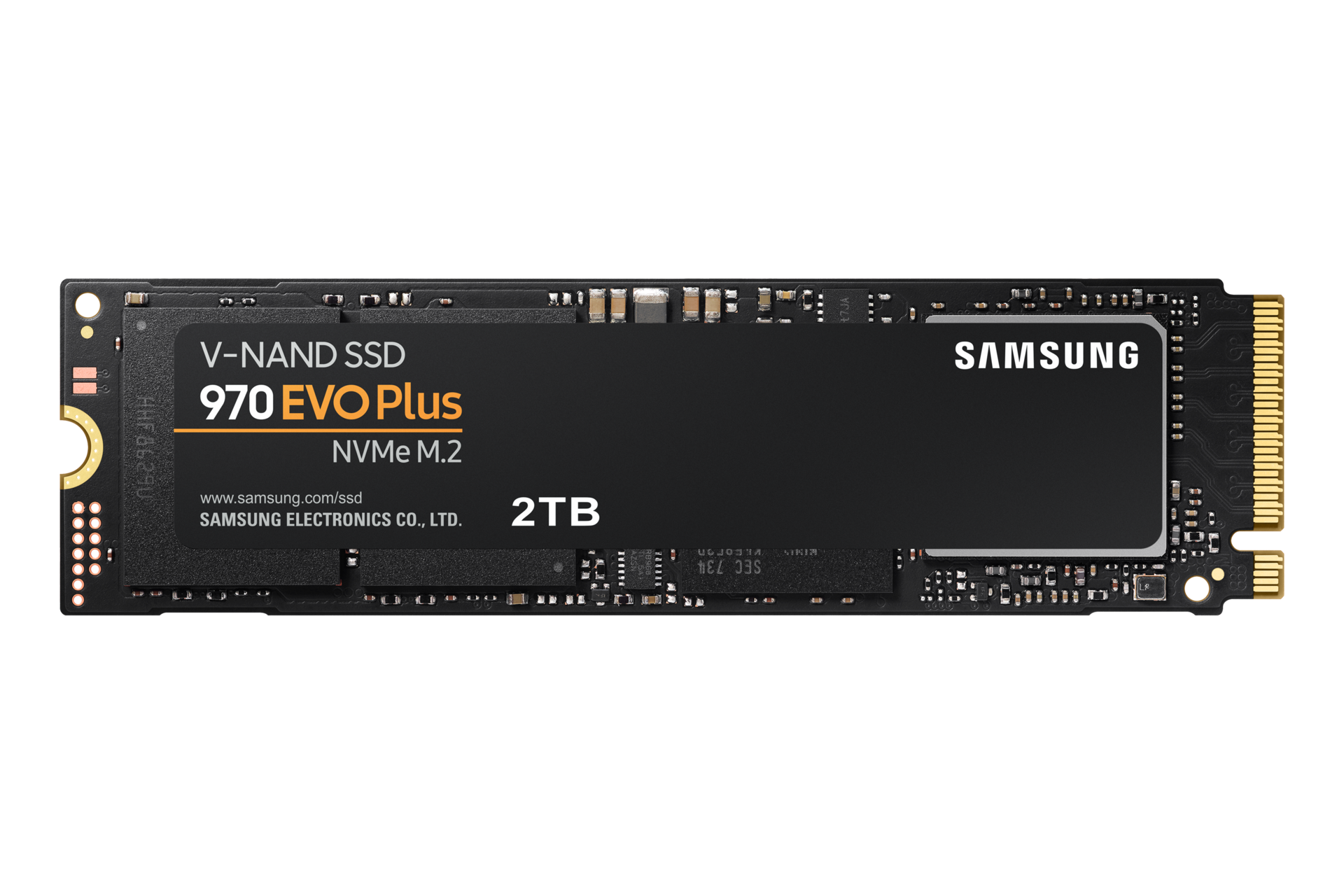 Front View of the Samsung 2TB M.2 PCIe 3 NVMe SSD (EVO+)