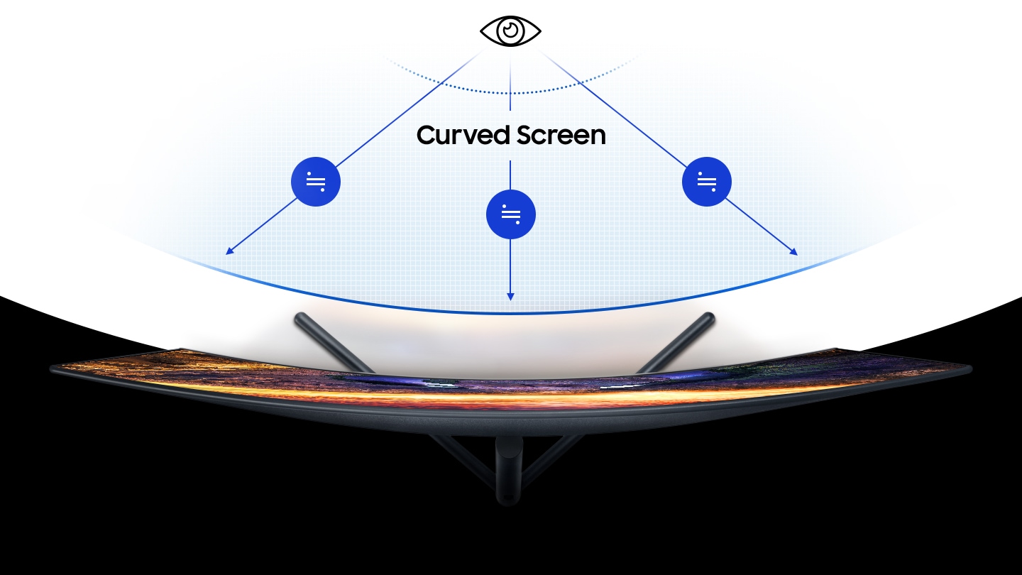 The curved screen on the 32 inch 4K monitor is designed for eye comfort