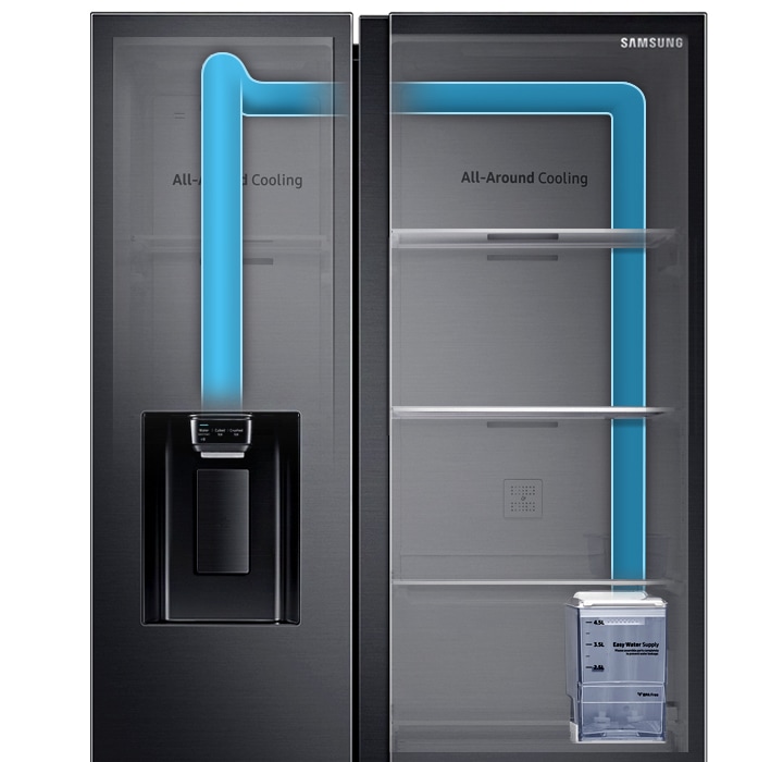 Explore the Non-plumb Dispenser feature of the Samsung Side by Side Fridge with Large Capacity (SpaceMax) & check out the refrigerator price!