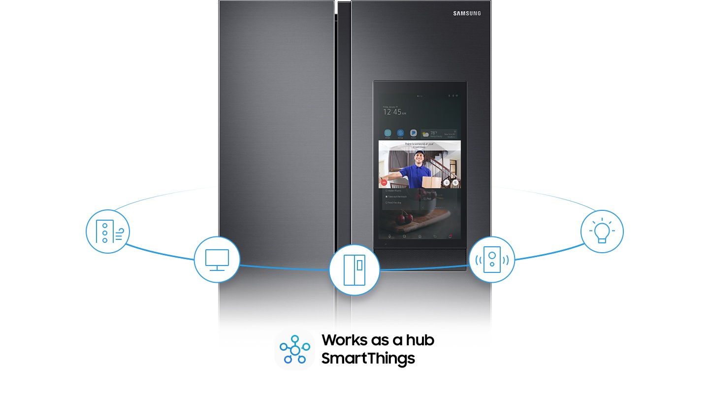 See in front the Samsung Side by Side Refrigerator with Family Hub (peti ais ada tv) & learn more how to control your home in simply smarter way at Samsung MY!