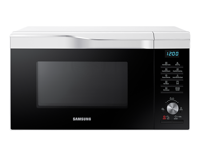 Silver Samsung Convection Microwave Oven with SLIM FRY™ (MC28M6035KW/SM), 28L