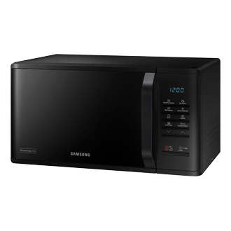Black Samsung Grill Microwave Oven with Healthy Steam (MG23K3513GK/SM), 23L left perspective 