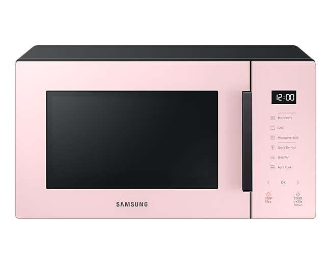 Pink Samsung Grill Microwave Oven with Healthy Grill Fry Function (MG23T5018CP/SM), 23L