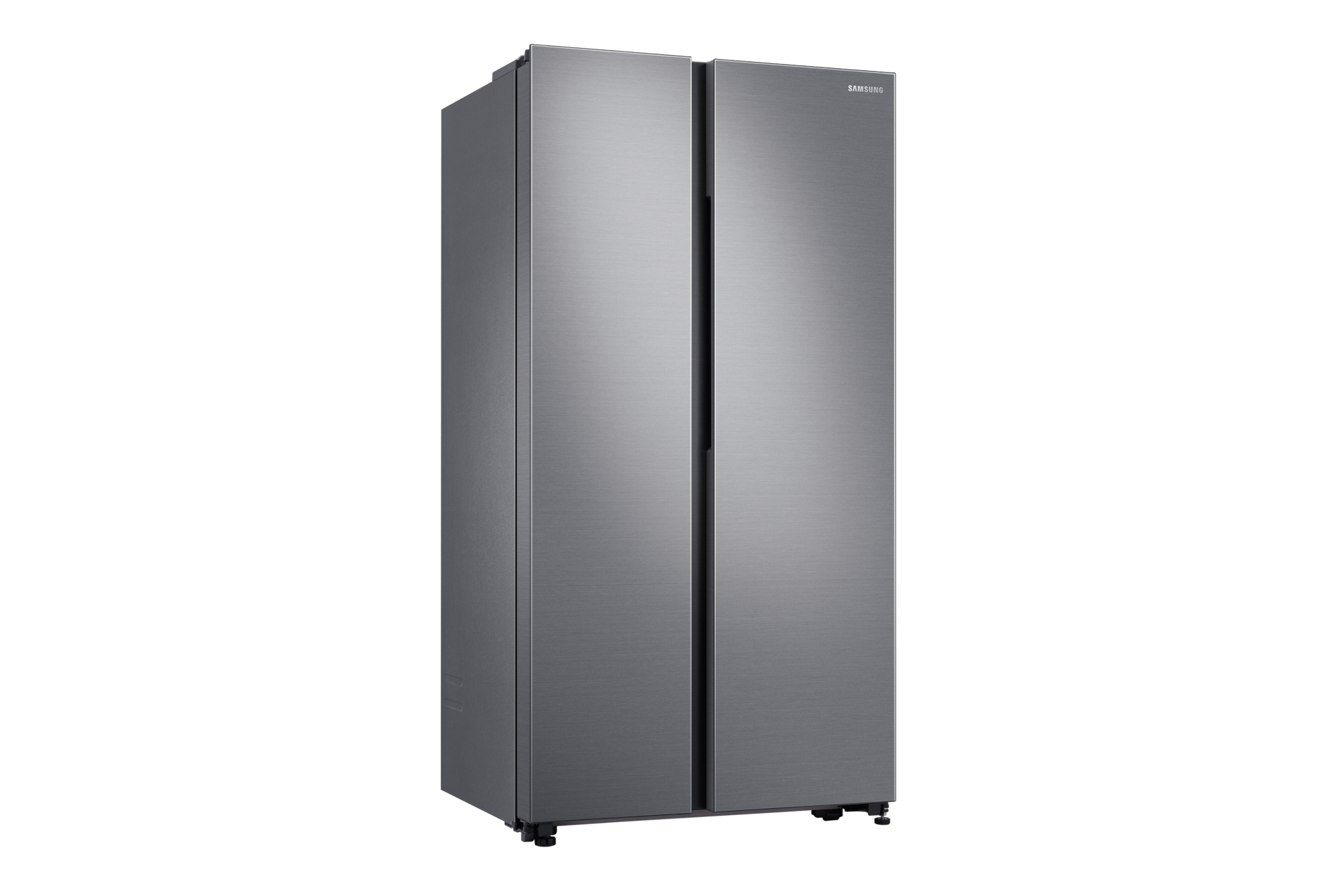 Review the left perspective silver of Samsung Side by Side 2 door fridge with Large Capacity (SpaceMax), 680L (RS62R5001M9/ME) & see the fridge price Malaysia!
