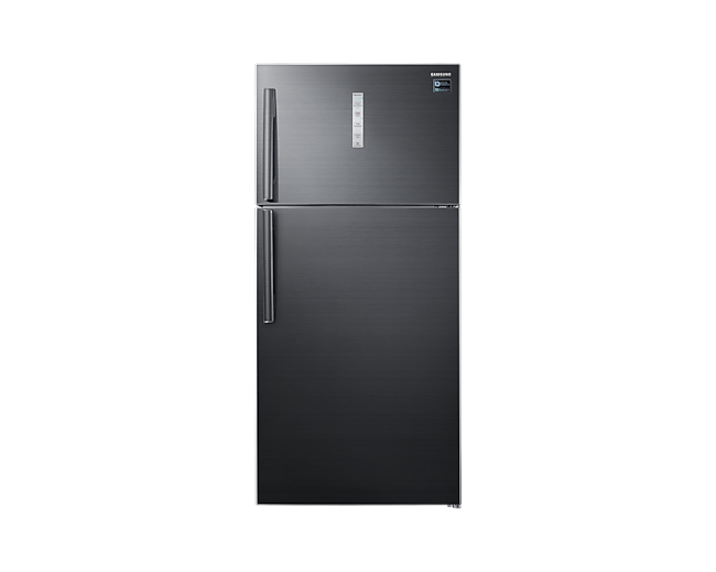Samsung Top Mount Freezer with Twin Cooling Plus Fridge, 711L (black) seen from the front. Comes with a stylish 2-door design.
