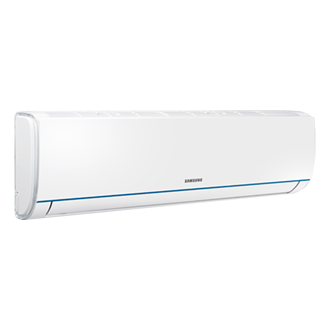Left view of the Samsung Air Conditioner S-Essential (2.5HP) with HD Filter, Fast Cooling, and Good Sleep technology.