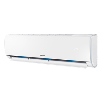 Right view of the Samsung Air Conditioner S-Essential (2.5HP) switched on with the air vent open.